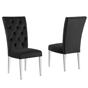 Layla Modern Velvet Upholstered Side Chairs in Black (Set of 2)