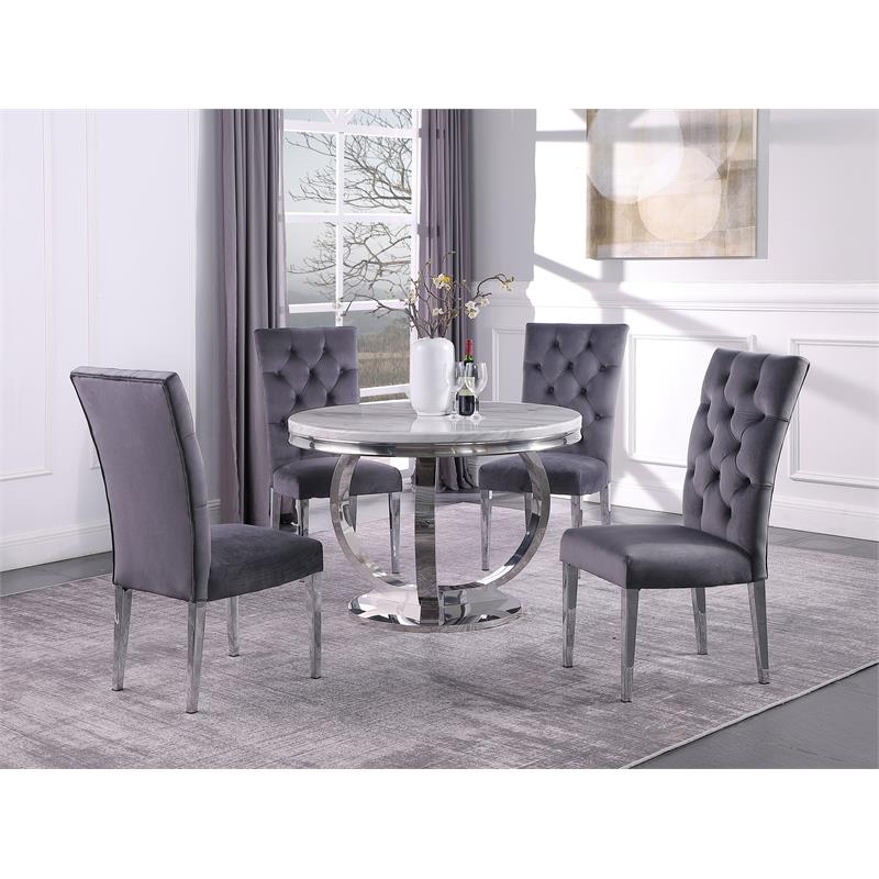 Best Master Furniture Layla Modern Velvet Upholstered Side Chairs in Gray (Set of 2)