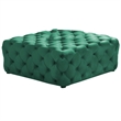 Kelly Square Transitional Velvet Fabric Ottoman in Green
