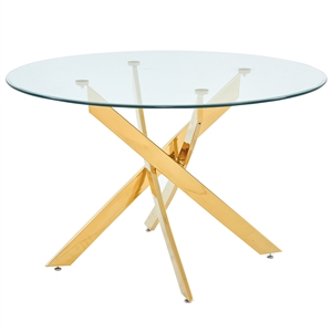 alison modern round glass dining table in gold
