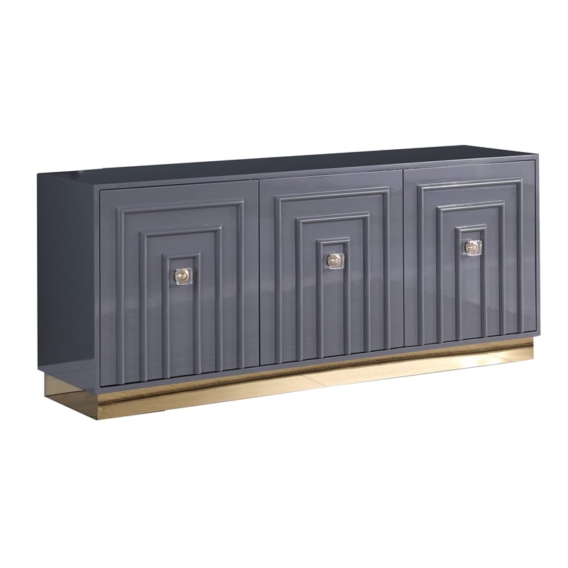 Maria Modern High Gloss Lacquer Wood Sideboard in Gray