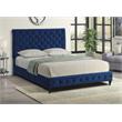 Ashley Tufted Velvet Fabric King Platform Bed in Blue