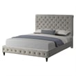 Ashley Tufted Velvet Fabric King Platform Bed in Gray
