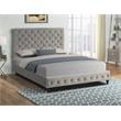 Ashley Tufted Velvet Fabric King Platform Bed in Gray