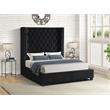 Yvonne Velvet Upholstered Queen Platform Bed in Black