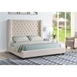 Yvonne Velvet Upholstered Cali King Platform Bed in Beige