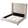 Yvonne Velvet Upholstered Queen Platform Bed in Beige
