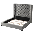 Yvonne Velvet Upholstered King Platform Bed in Gray