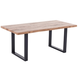 bazely industrial chic rectangular oak wood dining table with black base