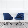 Blue Tufted Velvet Swivel Task Chair with Silver Base and Wheels