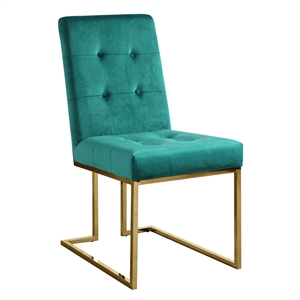 modern velvet fabric dining chair in green/gold (set of 2)