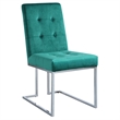 Modern Velvet Fabric Dining Chair in Green/Silver (Set of 2)