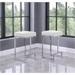Dorrington Faux Leather Backless Counter Height Stool in White/Silver (Set of 2)