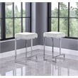 Dorrington Velvet Backless Counter Height Stool in White/Silver (Set of 2)