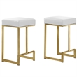 Dorrington Faux Leather Backless Counter Height Stool in White/Gold (Set of 2)