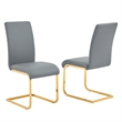 Alison Faux Leather Chrome Dining Side Chair in Gray/Gold (Set of 2)