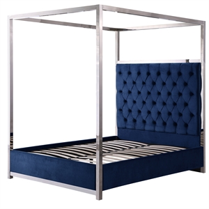 best master lianson velvet blue queen canopy bed