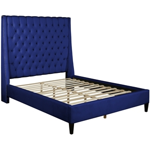 best master bellanova navy blue tufted velvet king platform bed