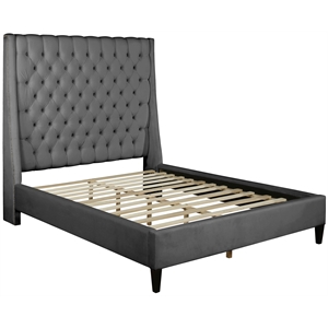 best master bellanova gray tufted velvet queen platform bed