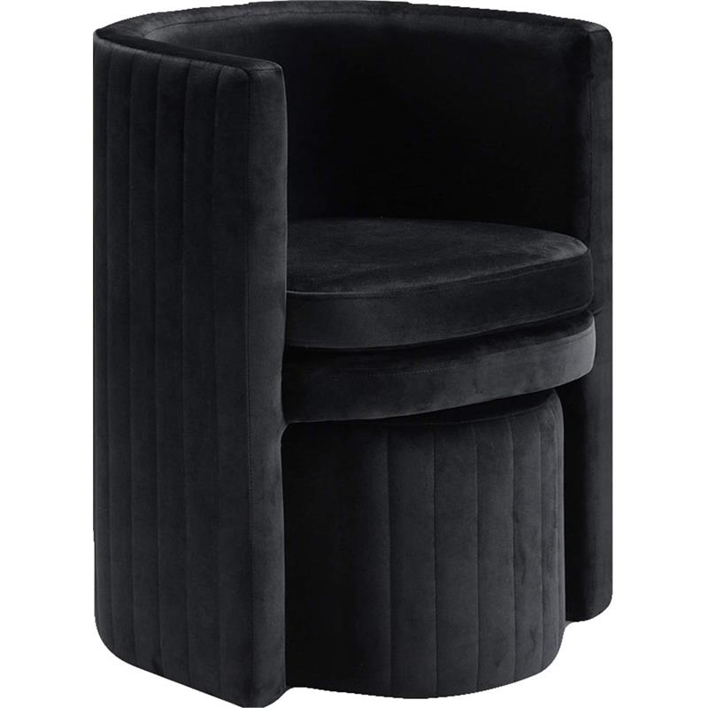 Best Master Seager Black Velvet Round Arm Chair with Ottoman Cymax