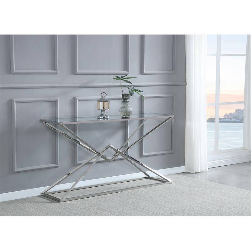 Emerson Silver Glass Console Table