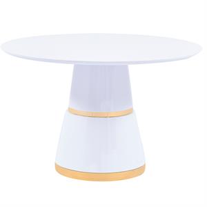 taylor white/gold lacquer wood round dining table