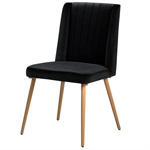 newport black velvet dining chairs with gold legs(set of 2)