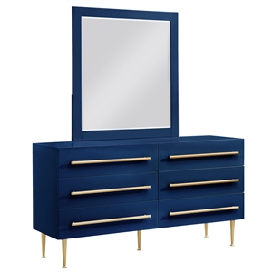 bellanova navy dresser with mirror with gold accents