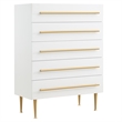 Best Master Bellanova 5-Drawers Bedroom Chest in White with Gold Accents