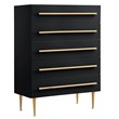 Best Master Bellanova 5-Drawers Bedroom Chest in Black with Gold Accents