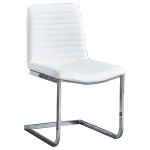 blanca white faux leather dining chairs in silver(set of 2)