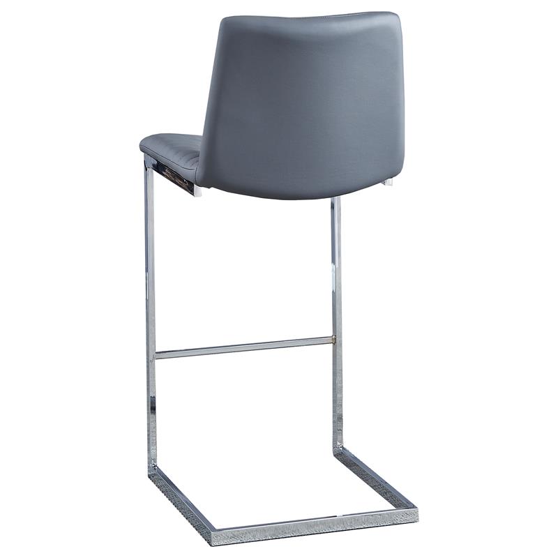 Blanca Gray Faux Leather Bar Chairs in Silver(Set of 2)