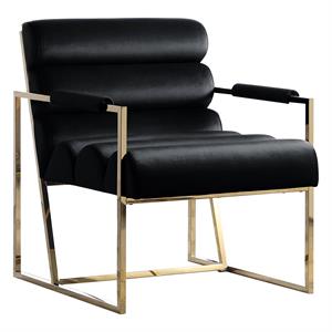 lennox black velvet arm chair in gold
