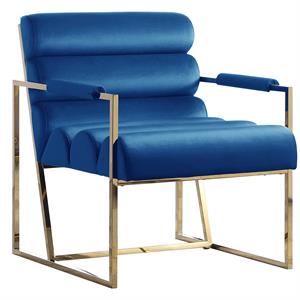 lennox blue velvet arm chair in gold