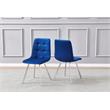 Huey Blue Velvet Fabric Side Chairs in Silver (Set of 4)