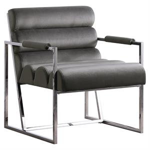 lennox grey velvet arm chair in silver