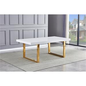 best master furniture padraig rectangle white modern dining table in gold