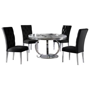 Best Master Furniture Lexington 52&quot  Round Dining Set in Black
