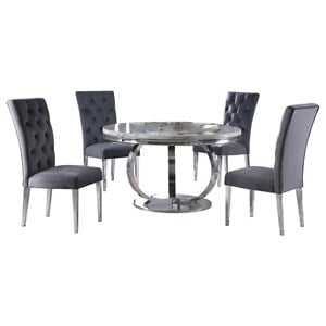 Best Master Furniture Lexington 52&quot  Round Dining Set in Gray