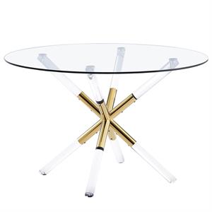best master dalton round glass gold dining table