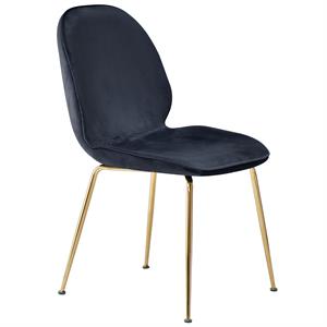 best master mid-century velvet upholstered dining side chair in black (set of 2)
