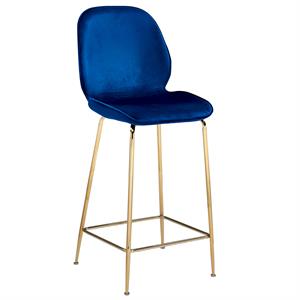 Best Master Preston 29&quot Velvet Counter Stool in Blue (Set of 2)