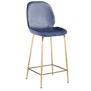 Best Master Preston 29&quot Velvet Counter Stool in Gray (Set of 2)