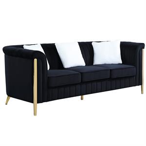 melania modern black velvet sofa