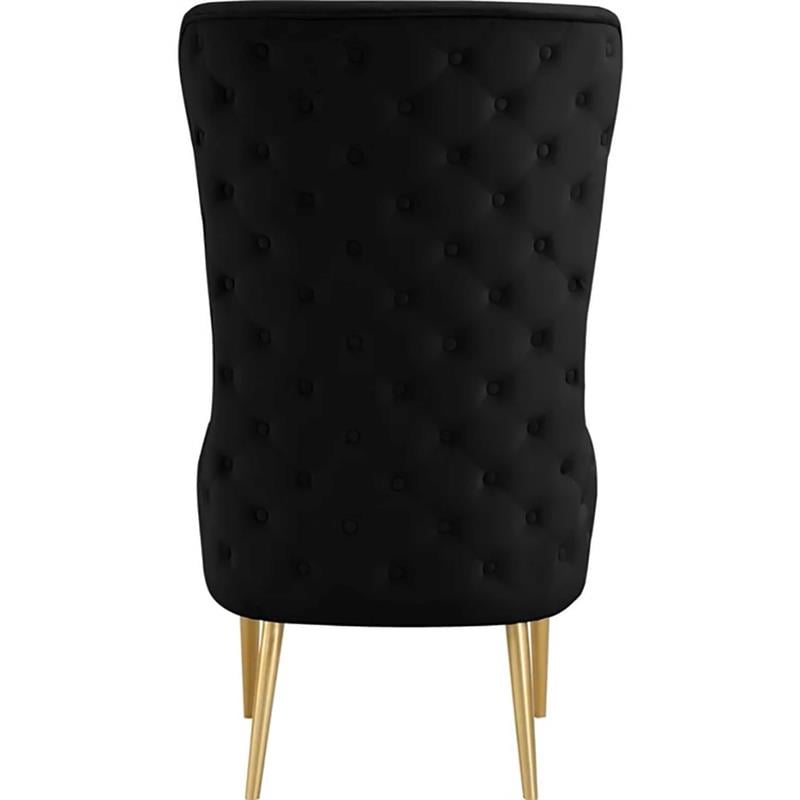 Best Master Furniture Venetian Tufted Velvet High Back Arm Chair in Black