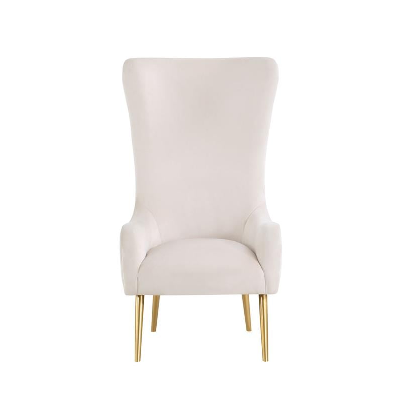 Best Master Furniture Venetian Tufted Velvet High Back Arm Chair in Cream