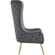 Venetian Gray Tufted Velvet High Back Arm Chair