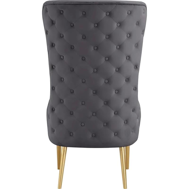 Venetian Gray Tufted Velvet High Back Arm Chair