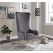 Venetian Gray Tufted Velvet High Back Arm Chair
