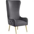 Venetian Gray Tufted Velvet High Back Arm Chair